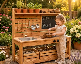Kids Outdoor Mud Kitchen Plans | DIY Wooden Play Kitchen PDF Download
