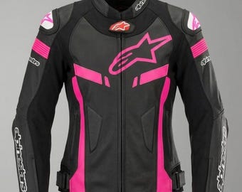 Alpinestars  Leather jackets Women Men Motorcycle Jacket Black Pink Biker Racing Jackets Protective Riding Gear Moto Streetwear Jacket