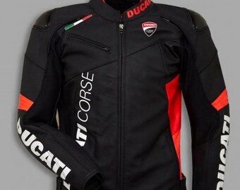 Ducati Black Leather Motorcycle Jackets Ducati Jackets Biker Racing Jackets with Armor Protection Biker Racing jackets Gift for Bikers