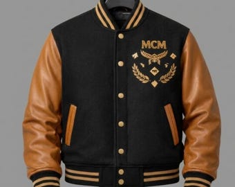 MCM Bomber Jacket Leather Jacket  Monogram Jackets Varsity Jackets Premium Luxury Outerwear Jackets High Fashion Streetwear Men Women