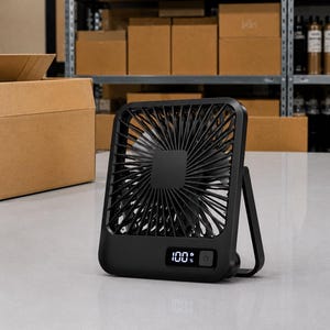 Portable USB Rechargeable Desk Fan – 180 Adjustable Mini Table Fan with 5 Speeds & Power Display