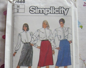 Vintage 1986 Simplicity 7668 Pattern for Misses' Slim Pencil Skirts - Size 14