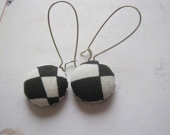 Checkered Button Earrings Steampunk Dangle Earrings for Mom