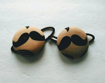 Mustache Hair Ties Set – Fun Ponytail Holders, No-Snag Fabric Hair Elastics, Whimsical Pigtail Accessories, Gift for Friend