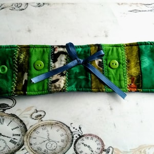 Eco-Friendly Patchwork Cuff Bracelet, Upcycled Fabric Scrap Wristband, Colorful Boho Textile Jewelry, Repurposed Cotton Statement Cuff, Gift