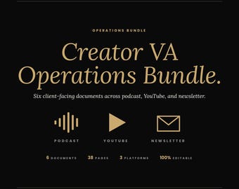 Creator VA Operations Bundle, Editable Canva Templates for Podcast, YouTube and Newsletter Managers