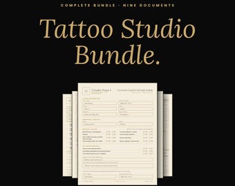 Tattoo Studio Forms Bundle, Editable Canva Templates, Artist Client Intake Consent Aftercare