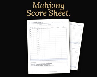 American Mahjong Scoring Sheet, Printable PDF, Modern Minimal Navy Design for Game Night