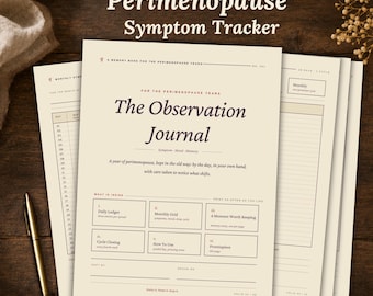 Perimenopause Symptom Tracker, Menopause Journal Printable, Mood Log