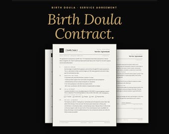Birth Doula Contract Template, Editable Service Agreement, Canva Business Forms
