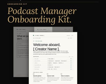 Podcast Manager Client Onboarding Kit, Welcome Packet for Virtual Assistants, Editable Canva Template