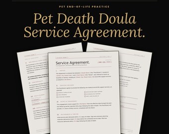 Pet Death Doula Service Agreement, Companion Animal End of Life Contract, Editable Canva Template