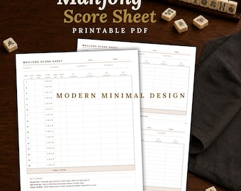Mahjong Score Chart, Printable PDF, Modern Minimal Terracotta Design for Game Night