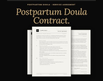 Postpartum Doula Contract Template, Editable Service Agreement, Canva Business Forms