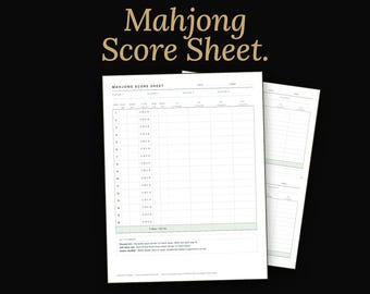 American Mahjong Scorecard, Printable PDF, Modern Minimal Sage Design for Game Night