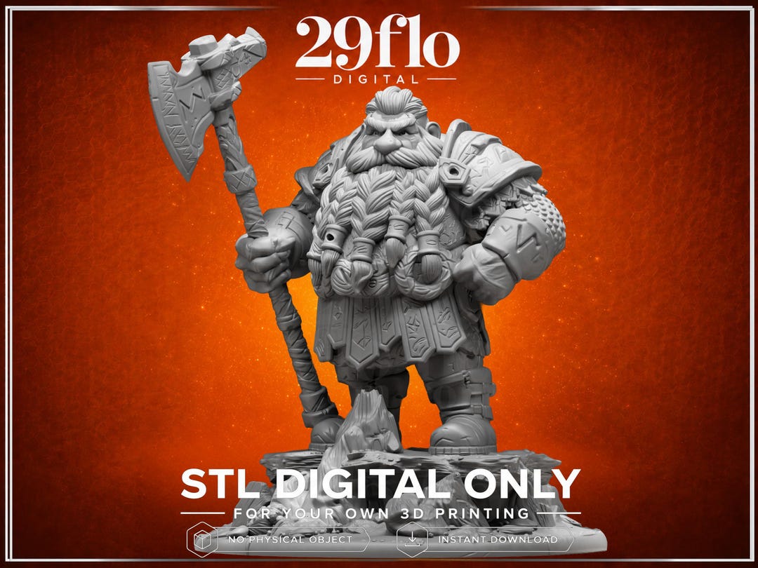 Dwarf Warrior STL File - Armored Fantasy Fighter 3D Printable Model ...