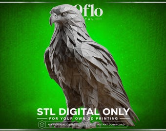 Geometric Hawk Low Poly Bird Stl Digital 3D Printable Sculpture