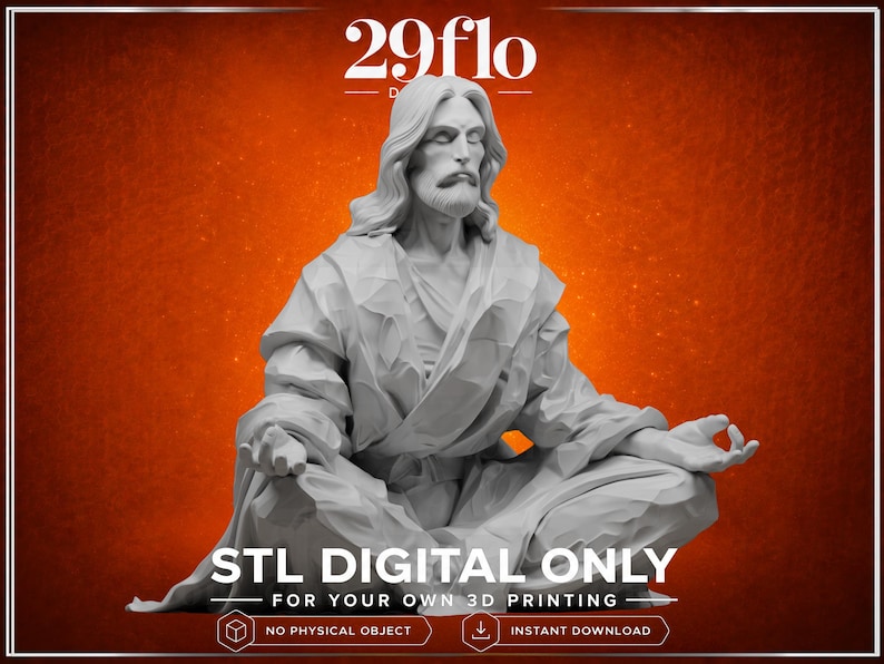 Geometric Jesus Statue Stl File - Meditating Christ Model - Faceted Zen ...