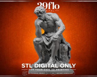 Klassisk grekisk tänkarstaty Stl-fil - Muskulös filosofskulptur - Akademisk konstmodell - Antik 3D-modell - 3D-utskrift