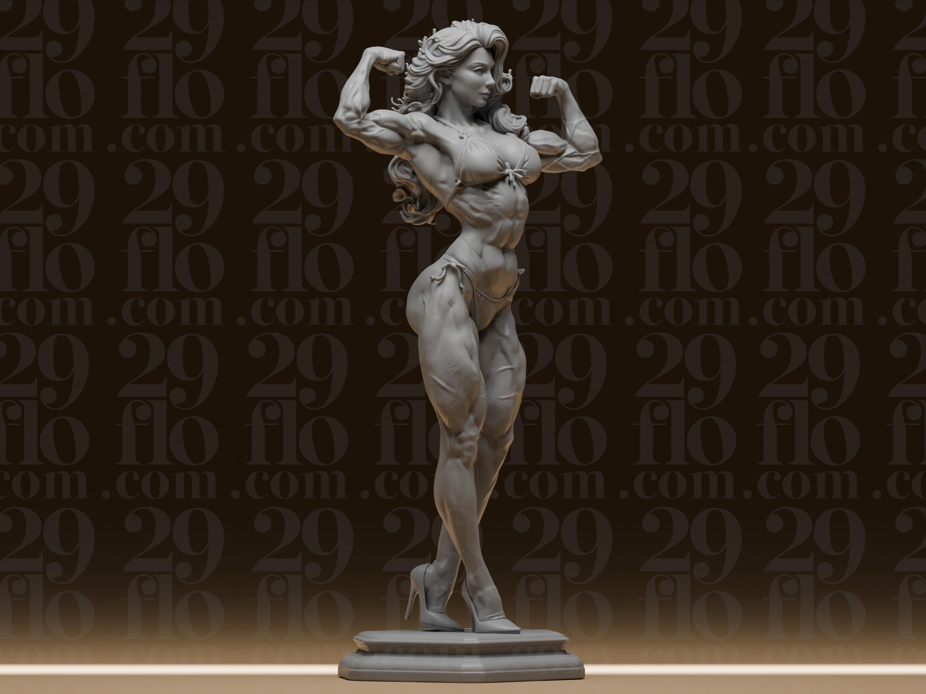 Female Bodybuilder Statue Stl File - Muscular Fitness Model - Flexing ...