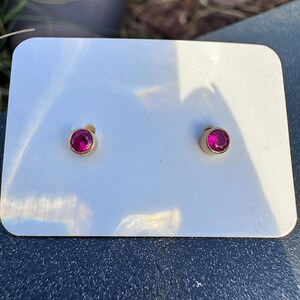 14k Gold Filled Ruby Stud Earrings, bezel set