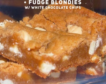 Fudge Blondies w/ White Chocolate Chips (9 Generous Pieces!) - Ships with DRY ICE -