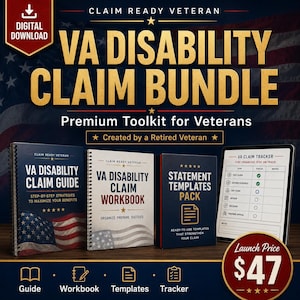 VA-paket för invaliditetsanspråk för veteraner | Mallar för guide, arbetsbok, partnerutlåtande och personliga brev | Digital nedladdning