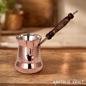 Caffettiera turca (Cezve) in rame puro martellato a mano, 350 ml – Caffettiera artigianale con rivestimento interno in stagno