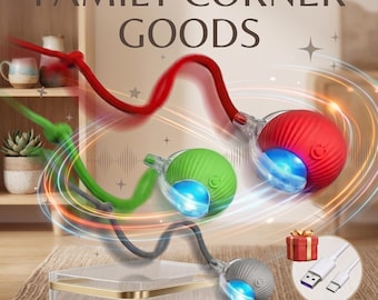 Bola de brinquedo automática para gatos com cauda móvel, brinquedo interativo recarregável para gatos, bola inteligente que rola para gatos de interior, brinquedo para exercícios de gatinhos