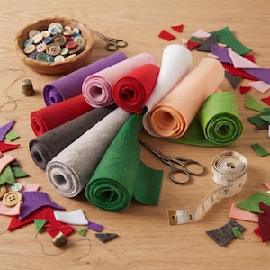 20 x 90 cm große, weiche Polyesterfilz-Stoffplatte, mehrfarbig, Vliesstoff, zum Nähen, Basteln, Puppenmachen, Applikationen und Patchworken