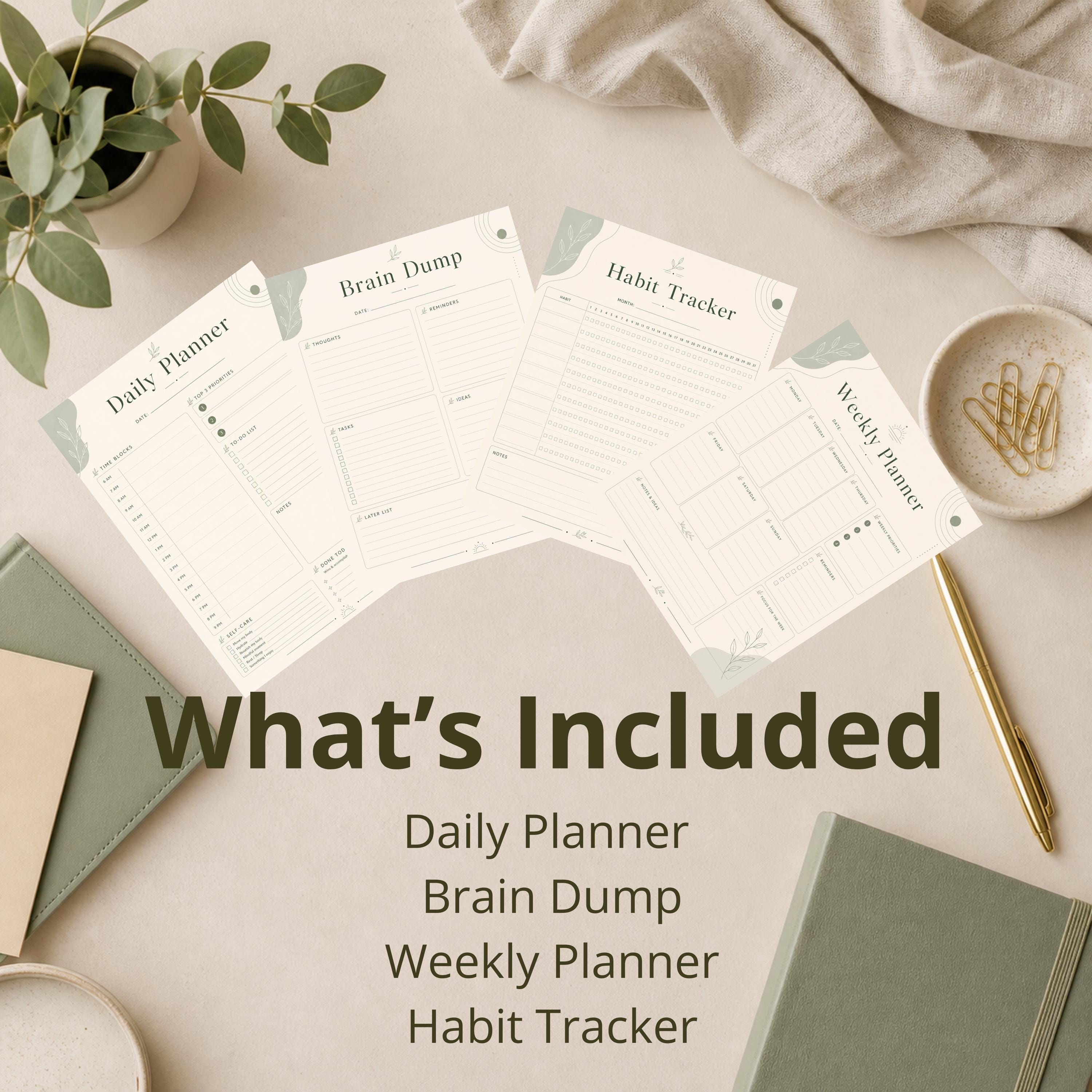 ADHD Planner Printable Bundle, Daily Weekly Planner, Brain Dump ...