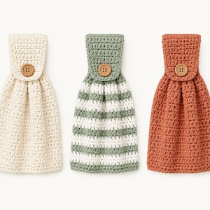 Crochet Towel Holder Pattern, Easy Kitchen Towel Tutorial, Beginner Crochet Hanger, 2 Patterns Included, Instant PDF Download