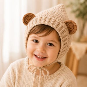Bear Ear Pixie Bonnet Crochet Pattern PDF, Baby Elf Hat, 0-4 Years (Digital Download)