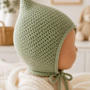 Patrón de gorro de bebé estilo duende a crochet / Apto para principiantes, desde recién nacidos hasta niños pequeños, términos estadounidenses, descarga digital instantánea (PDF)