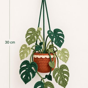 Crochet Pattern, Hanging Monstera Plant Pattern | Crochet Monstera Pot Pattern | DIY Car Mirror Hanging Plant | PDF Tutorial Download