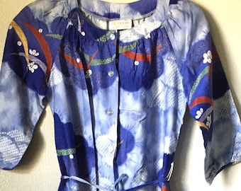 Vintage McInerny 1950s/1960s Hawaiian Dress Japanese Print Size S Retrocorrect Womenswear
