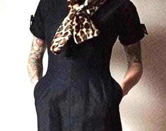 Vintage 1960s Bobbie Brooks Black Waffle Cotton Rick Rack Wiggle Pencil Dress - Size XS