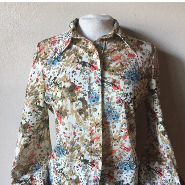 70s Floral Shirt - Etsy