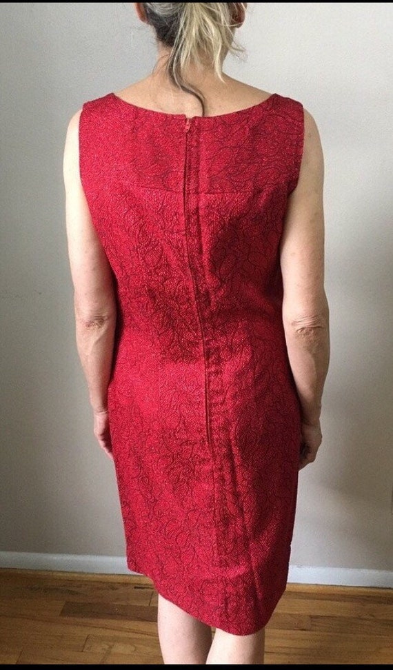 Vintage 1960s Dress Red Wiggle Shift Posh Glamour… - image 6