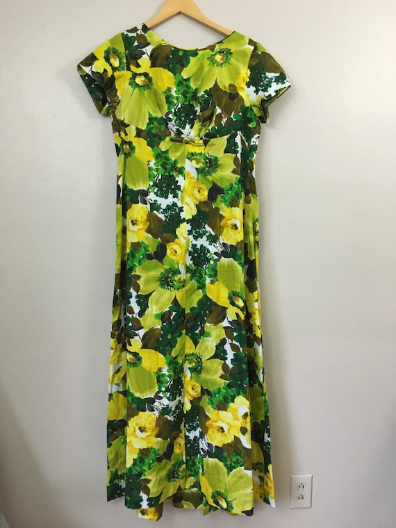 Vintage 1960s Dress Hawaiian Maxi Hostess Mod Flo… - image 2