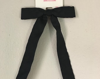 Vintage 1960s Fashionwest String Bowtie Black Skinny Clip On Bluegrass Country Musicians Dead Stock