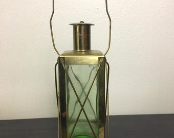 Vintage 1960s Brass Lantern Musical Liquor Decanter Mid Century Barware Music Box