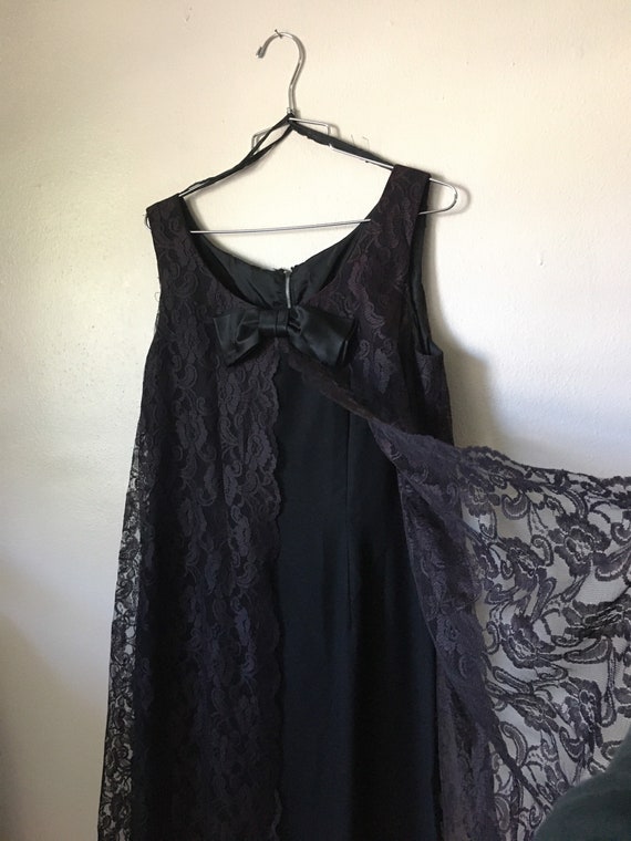 Vintage 50s60s Dress ILGWU A Line Black Lace Over… - image 2