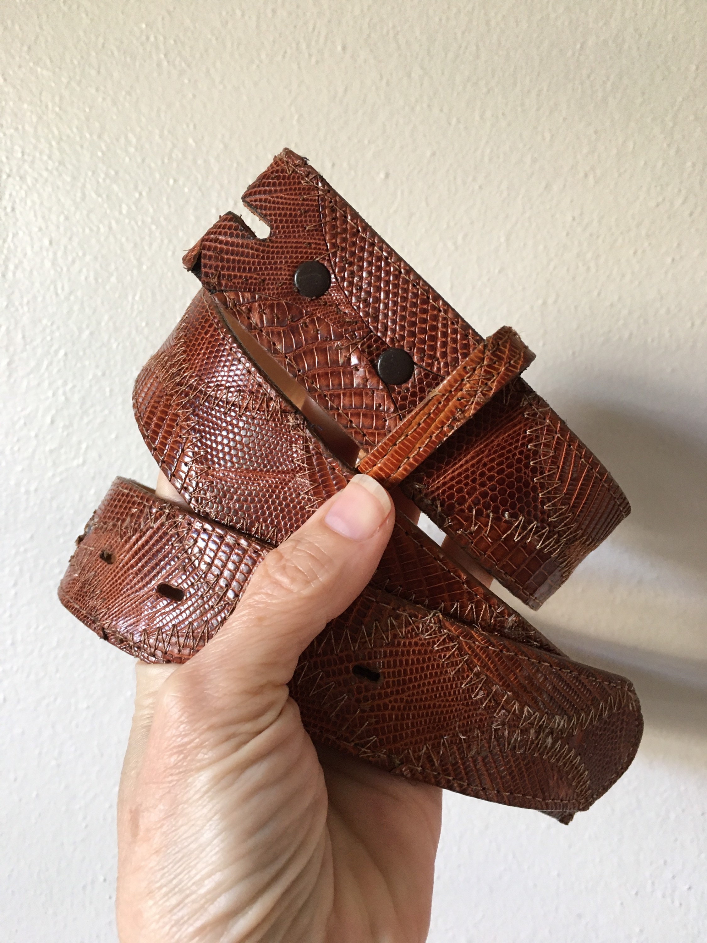 Vintage‎ Justin Lizard Leather Belt Brown Reptile Western Unisex Mens Womens 28 Justin Lizard Belt - Etsy main image 2
