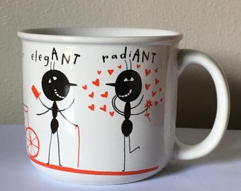 Vintage Hallmark 1980s Cartoon Ant Mug Elegant Romantic Gift for Aunt