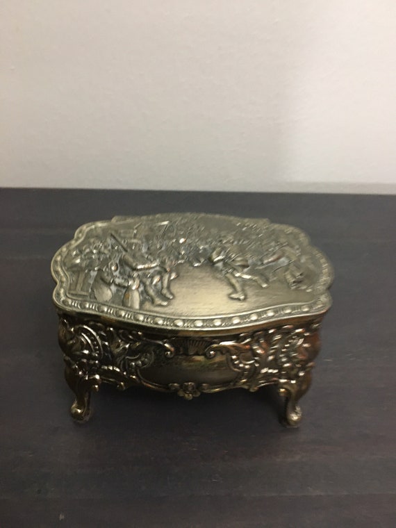 Vintage 1950s Jewelry Box Footed Trinket Containe… - image 8