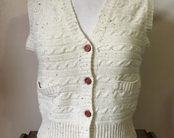 Vintage Sweater Vest 80s Atkins Oatmeal Knit Size S/M Decadencefashion Womenswear