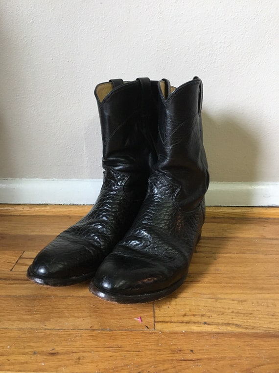 Vintage 80s/90s Mens Justin Roper Boots Black Bull