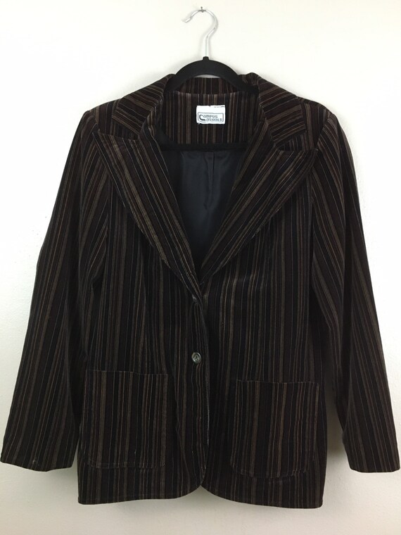 Vintage 1970s Blazer Cotton Campus Casuals Velvet