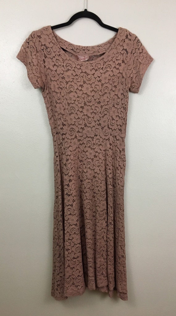 Vintage 1930s Dress Cotton Eyelet ILGWU CIO Peach